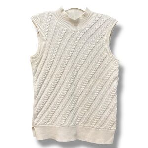 Talbots Ivory Sleeveless Mock Neck Knit Top. Size Medium
